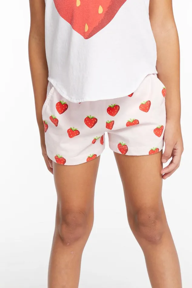 Kids Chaser Brand Girls Heart Strawberry All Over Girls Shorts