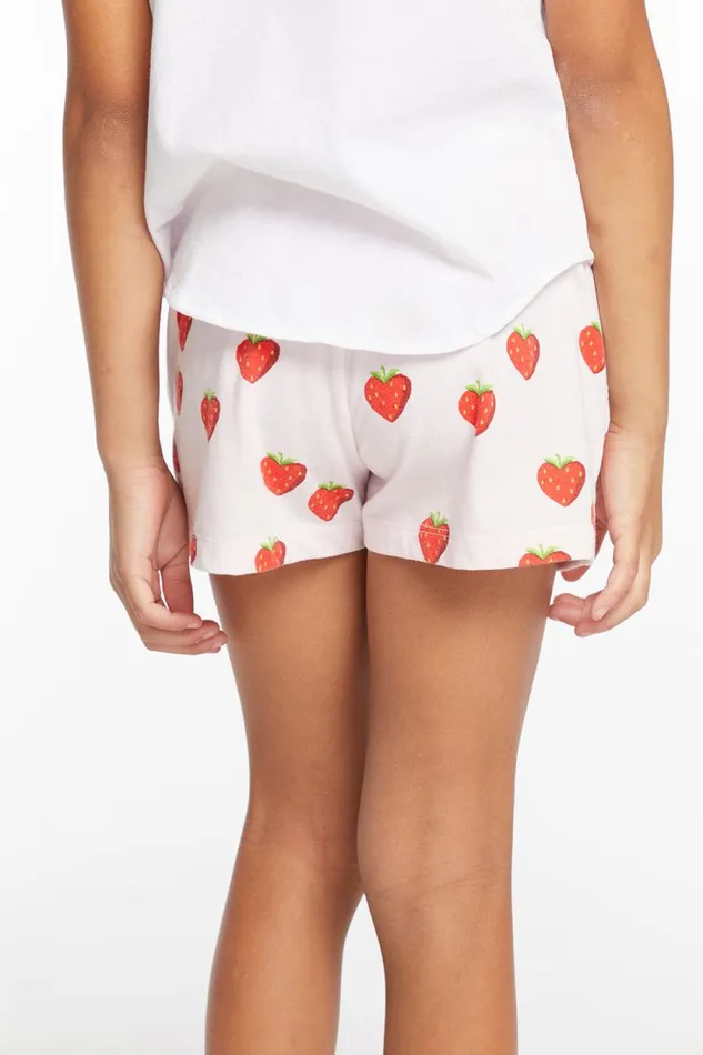 Kids Chaser Brand Girls Heart Strawberry All Over Girls Shorts