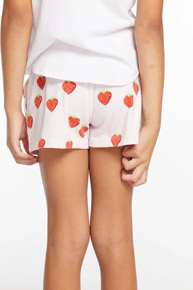 Kids Chaser Brand Girls Heart Strawberry All Over Girls Shorts
