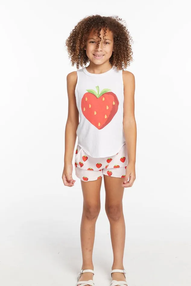 Kids Chaser Brand Girls Heart Strawberry All Over Girls Shorts