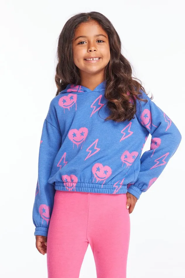 Kids Chaser Brand Girls Hearts And Bolts Girls Pullover Hoodie