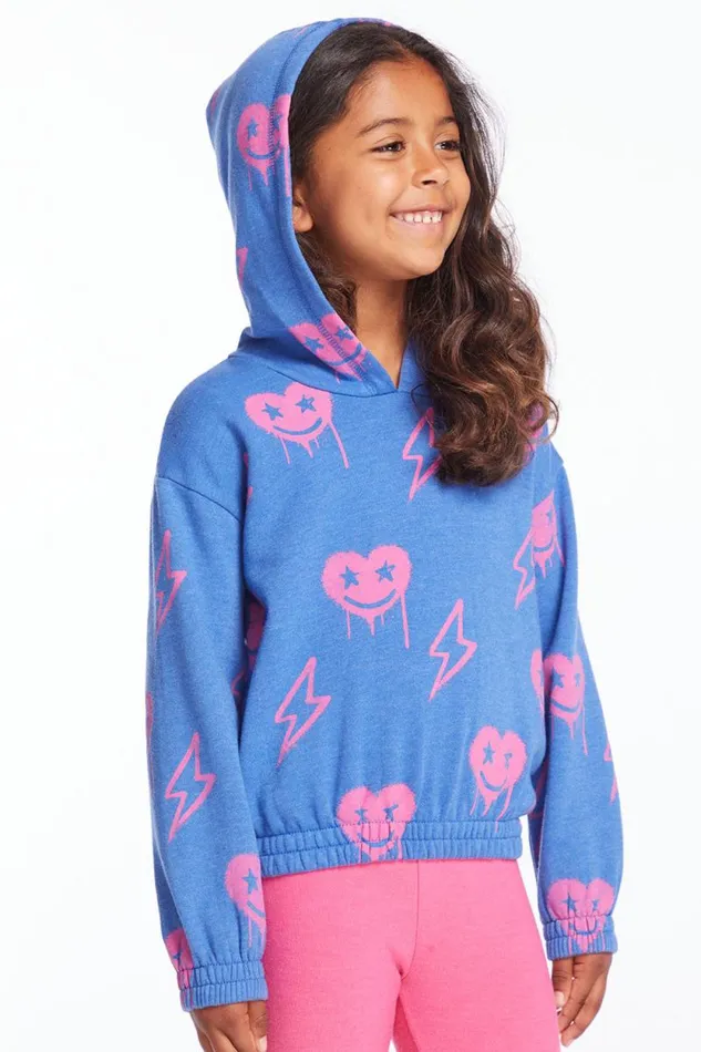 Kids Chaser Brand Girls Hearts And Bolts Girls Pullover Hoodie