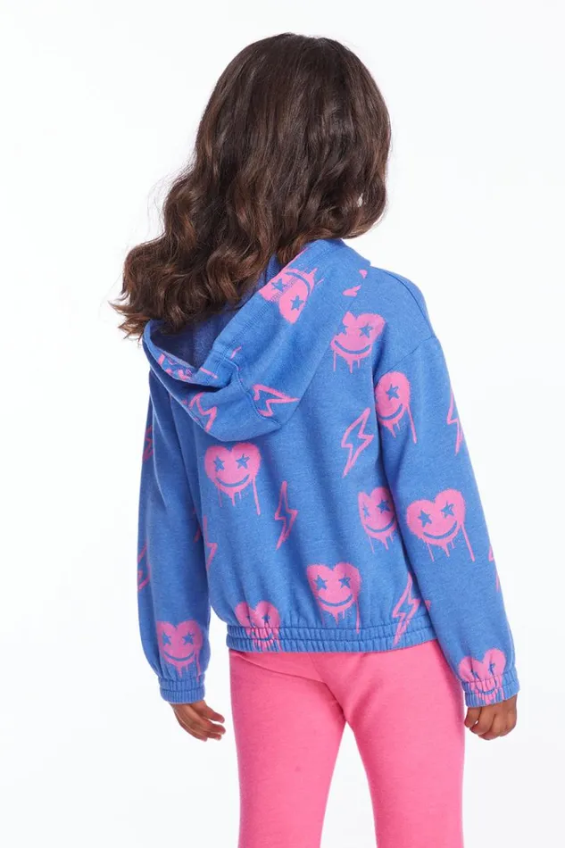 Kids Chaser Brand Girls Hearts And Bolts Girls Pullover Hoodie