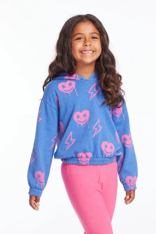Kids Chaser Brand Girls Hearts And Bolts Girls Pullover Hoodie