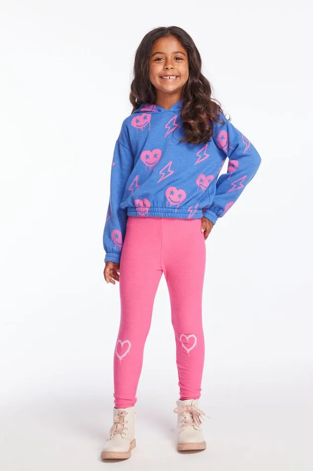 Kids Chaser Brand Girls Hearts And Bolts Girls Pullover Hoodie