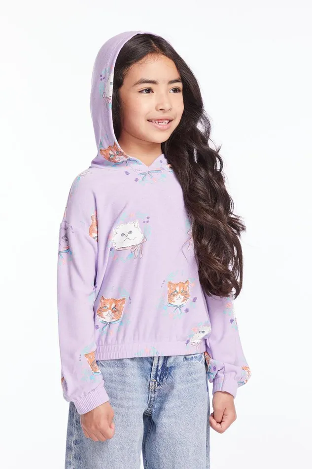 Kids Chaser Brand Girls Kitten Wreaths Girls Pullover Hoodie