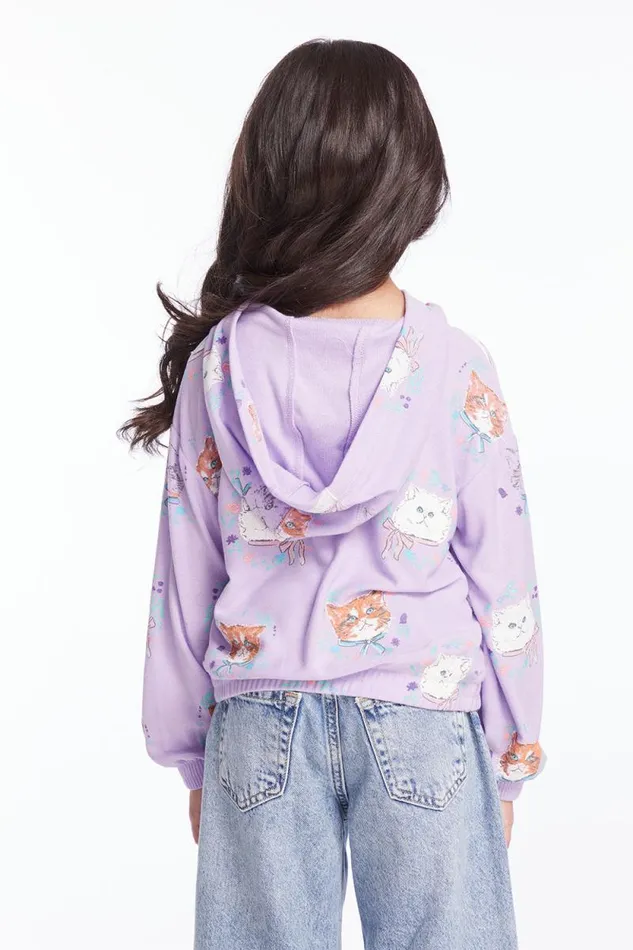 Kids Chaser Brand Girls Kitten Wreaths Girls Pullover Hoodie