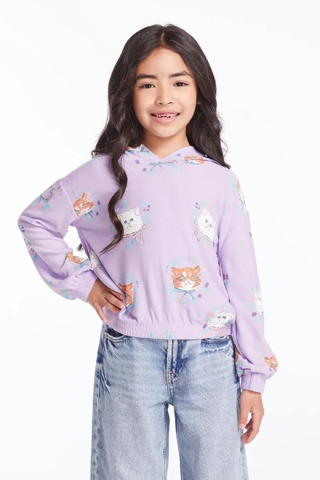 Kids Chaser Brand Girls Kitten Wreaths Girls Pullover Hoodie