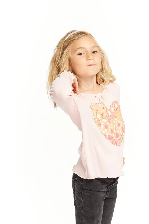 Kids Chaser Brand Girls Leopard Love Long Sleeve