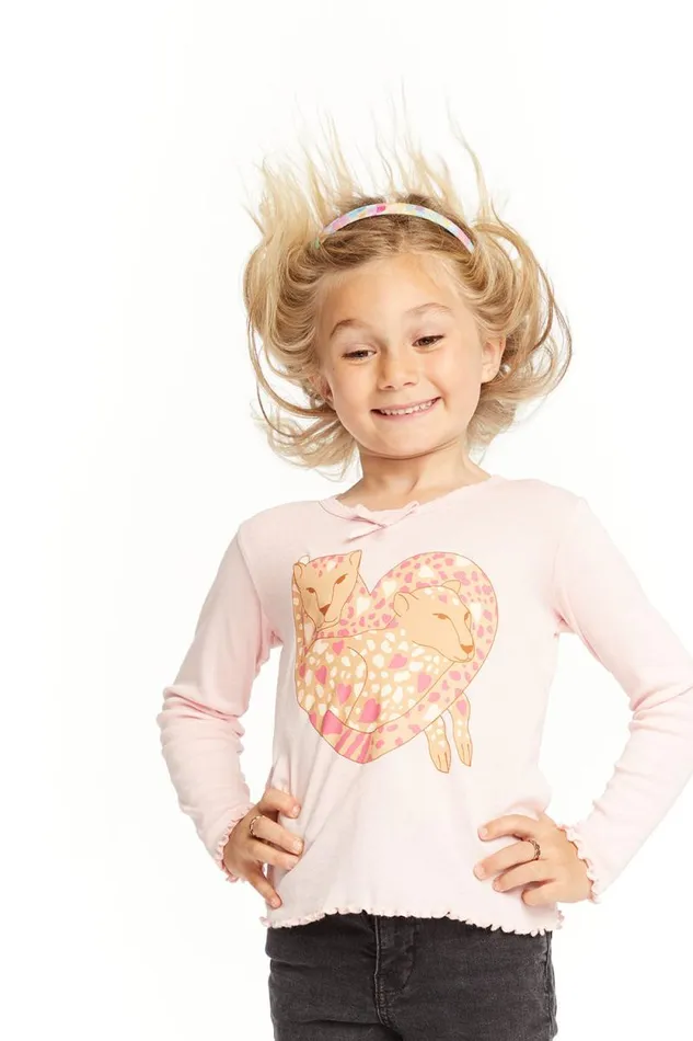 Kids Chaser Brand Girls Leopard Love Long Sleeve