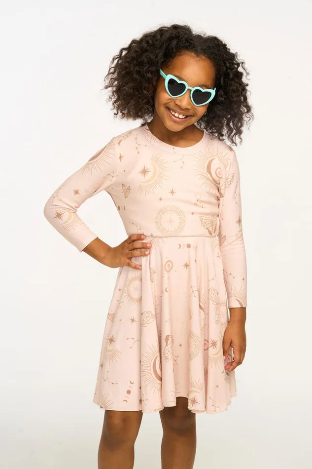 Kids Chaser Brand Girls Mystical Sky Peplum Cozy Knit Dress