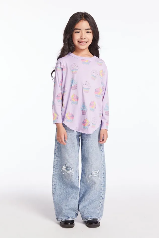 Kids Chaser Brand Girls Rainbow Cupcakes Girls Long Sleeve