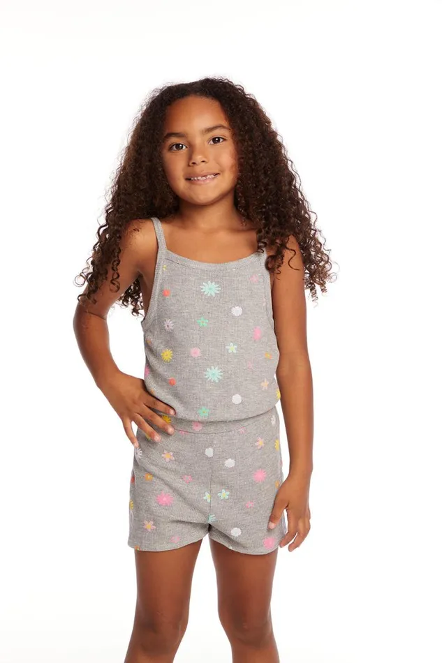 Kids Chaser Brand Girls Rosa Embroidered Flower Girls Romper