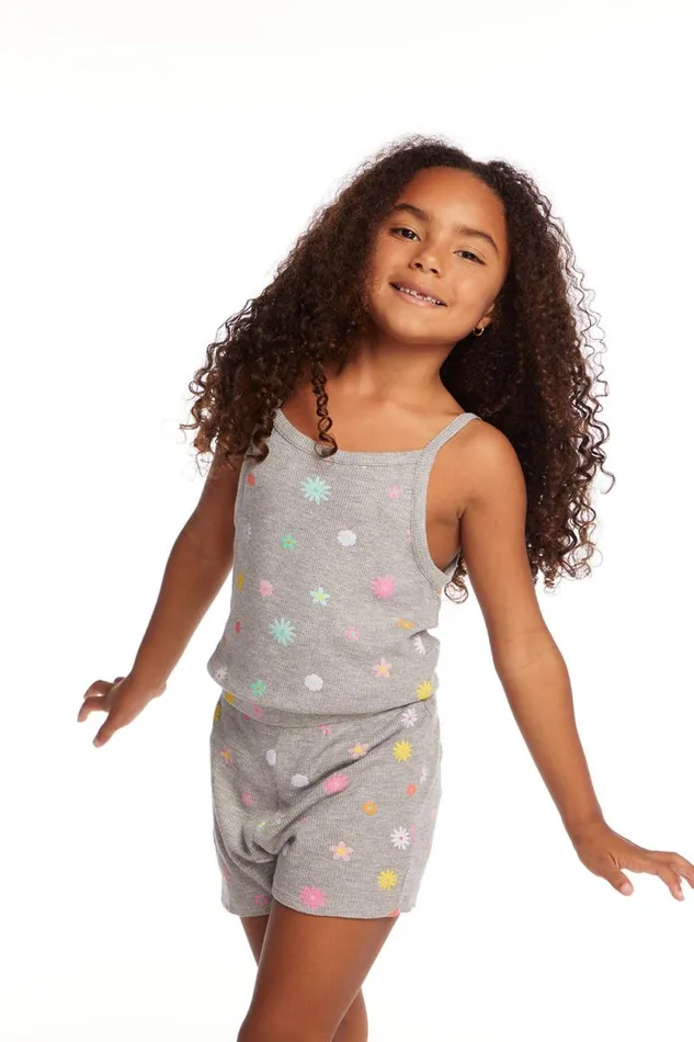 Kids Chaser Brand Girls Rosa Embroidered Flower Girls Romper