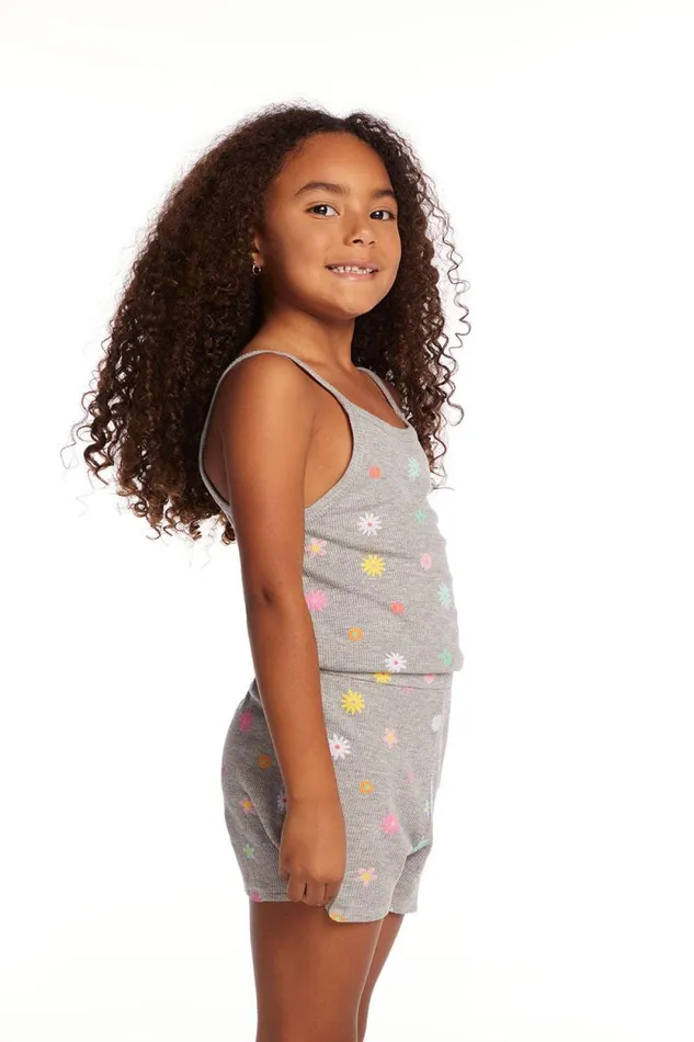 Kids Chaser Brand Girls Rosa Embroidered Flower Girls Romper
