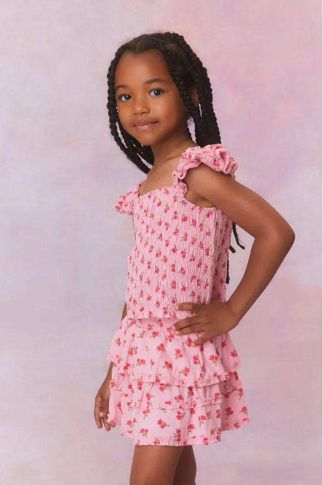 Kids LoveShackFancy Girls Girls Albion Skirt Cherry Pink