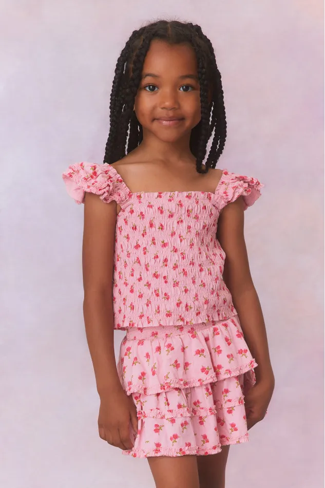 Kids LoveShackFancy Girls Girls Albion Skirt Cherry Pink