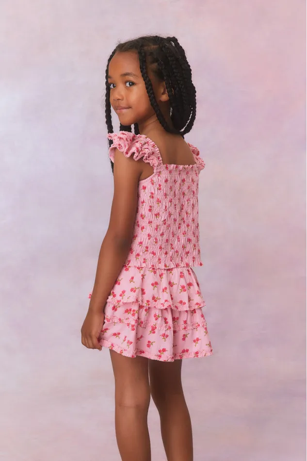 Kids LoveShackFancy Girls Girls Albion Skirt Cherry Pink