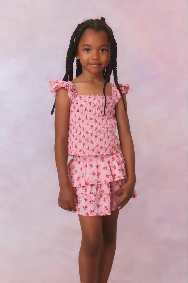 Kids LoveShackFancy Girls Girls Albion Skirt Cherry Pink