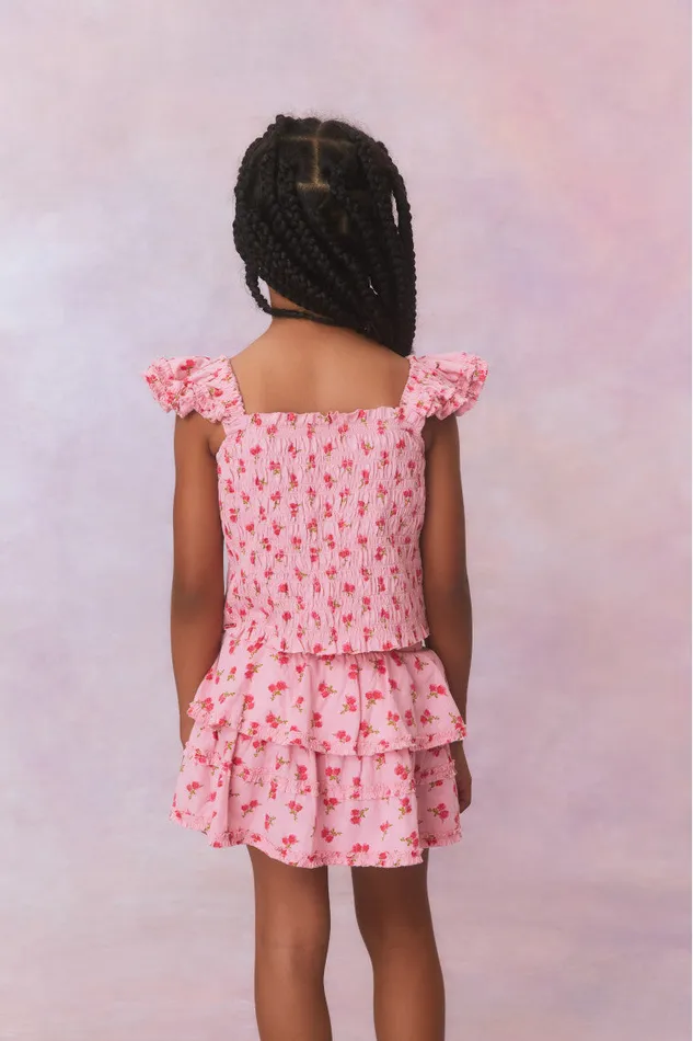 Kids LoveShackFancy Girls Girls Albion Skirt Cherry Pink