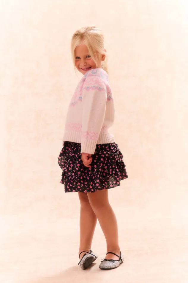 Kids LoveShackFancy Girls Girls Billie Cotton Floral Skirt Pink Noir