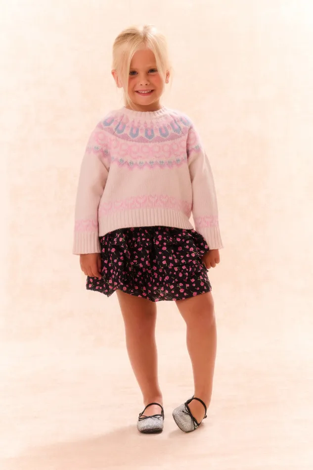 Kids LoveShackFancy Girls Girls Billie Cotton Floral Skirt Pink Noir