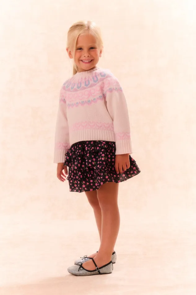 Kids LoveShackFancy Girls Girls Billie Cotton Floral Skirt Pink Noir