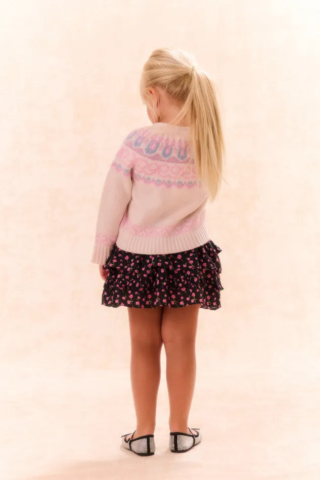 Kids LoveShackFancy Girls Girls Billie Cotton Floral Skirt Pink Noir