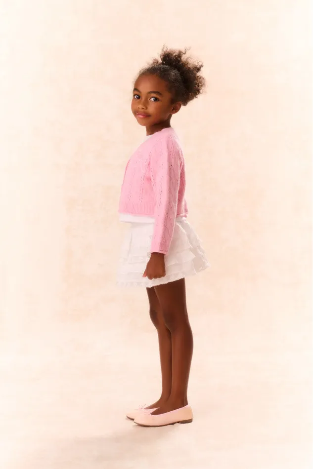 Kids LoveShackFancy Girls Girls Constine WoolCashmere Cardigan Sweet Peony