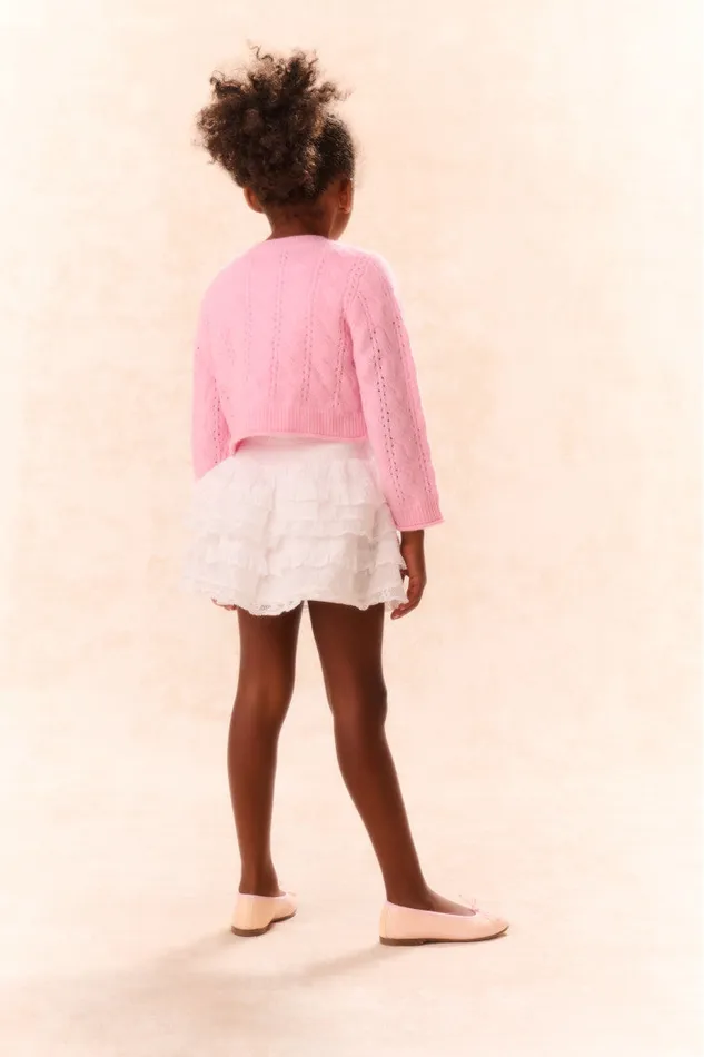 Kids LoveShackFancy Girls Girls Constine WoolCashmere Cardigan Sweet Peony