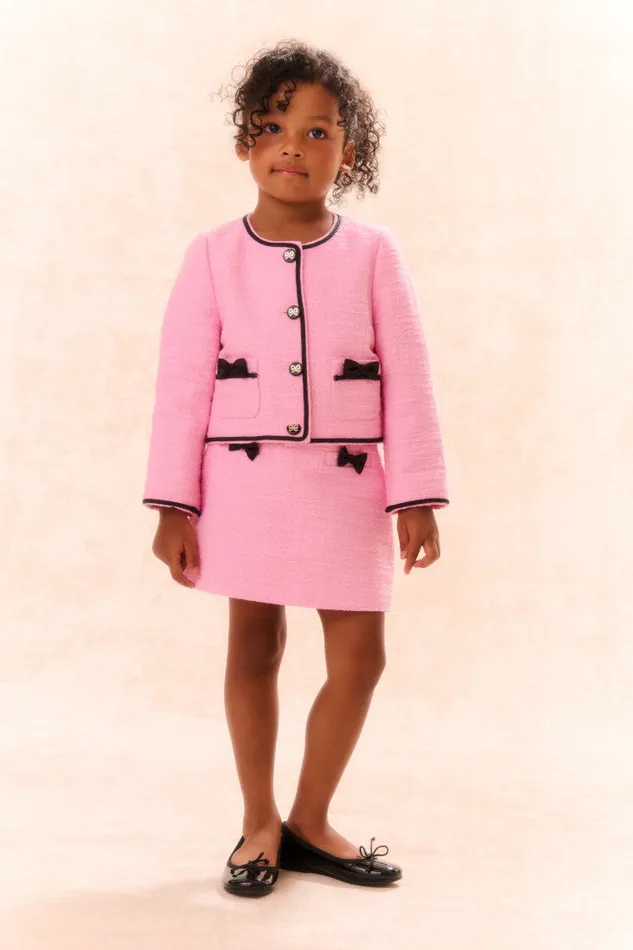 Kids LoveShackFancy Girls Girls Mahoney Tweed Jacket Pirouette Pink