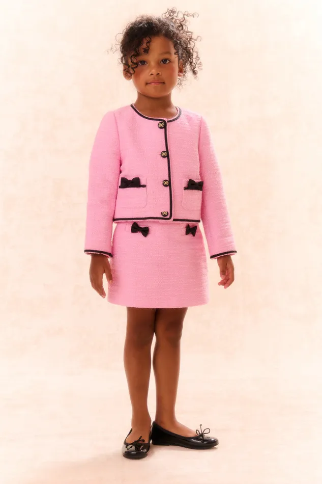 Kids LoveShackFancy Girls Girls Mahoney Tweed Jacket Pirouette Pink