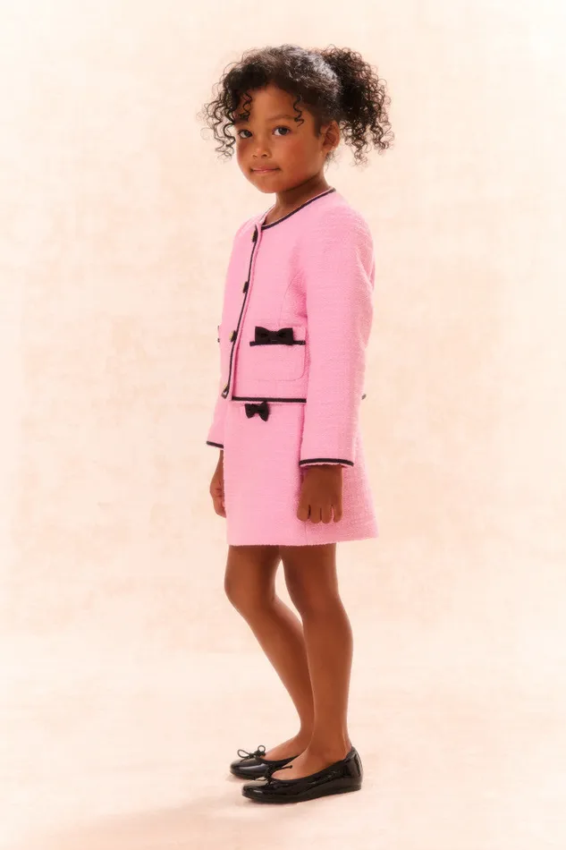 Kids LoveShackFancy Girls Girls Mahoney Tweed Jacket Pirouette Pink