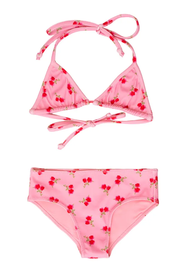 KidsWomen LoveShackFancy Girls Swim Girls Printed Finnie Bikini Swim Set Cherry Pink