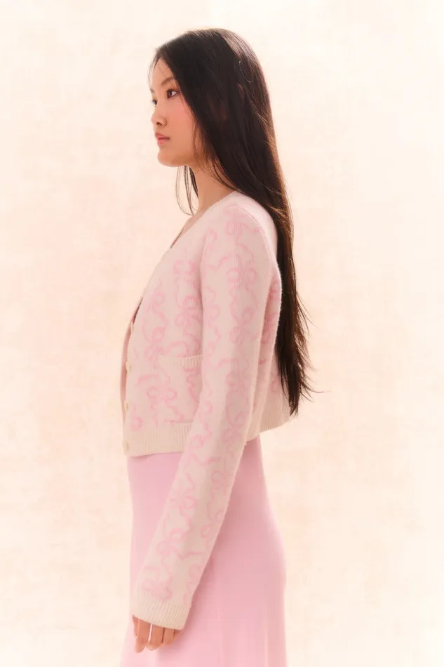 KidsWomen LoveShackFancy Mommy and Me Veronika Bow Print Cardigan Bon Bon Pink