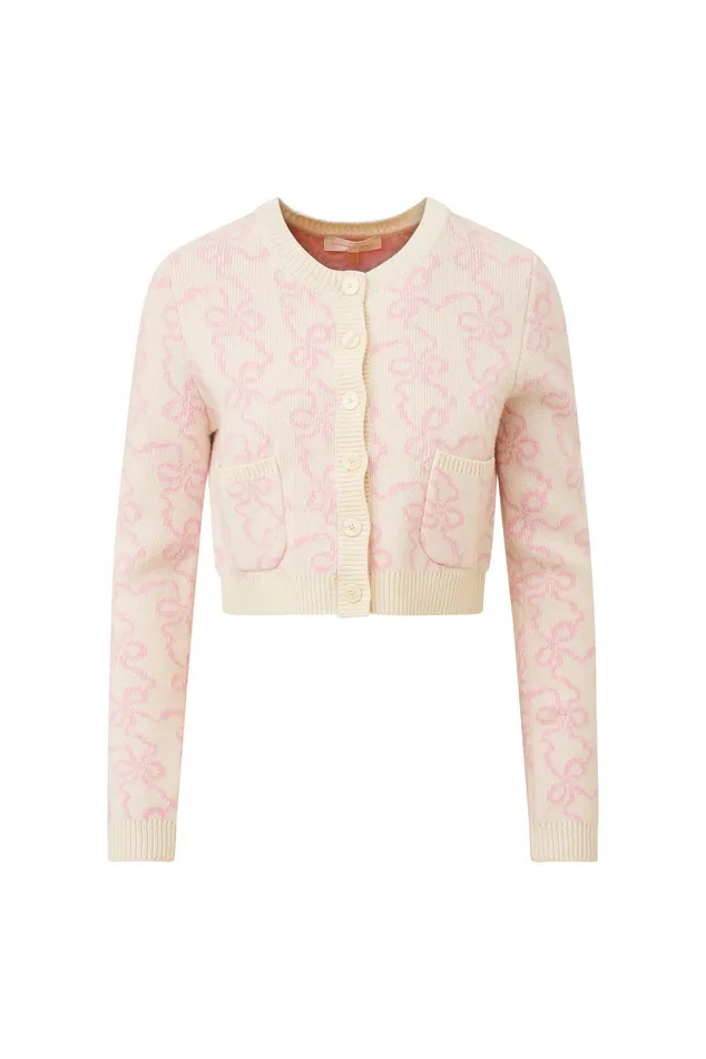KidsWomen LoveShackFancy Mommy and Me Veronika Bow Print Cardigan Bon Bon Pink
