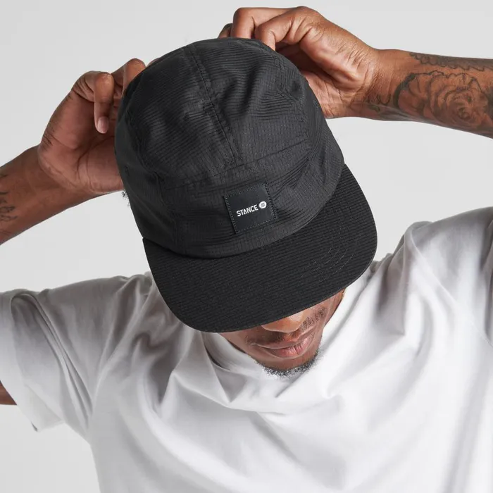 Kinectic 5 Panel Adjustable Cap Black MenWomenKids Stance Hats and Beanies