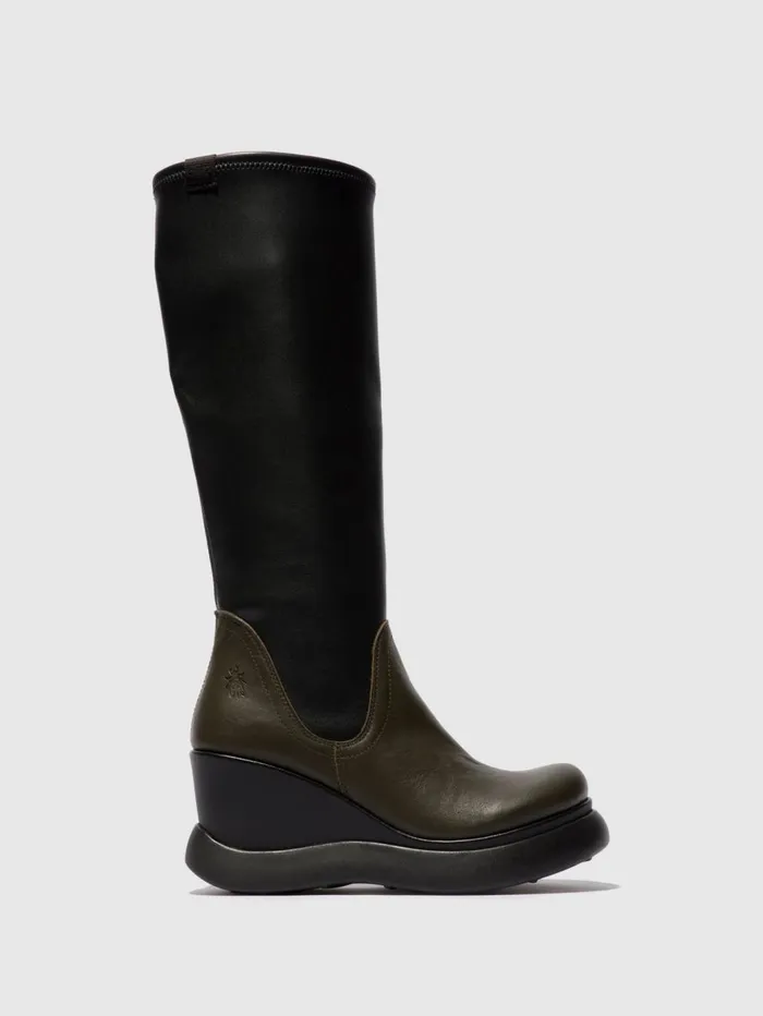 KneeHigh Boots GLIN129FLY MILITARYBLACK Women Fly London Boots