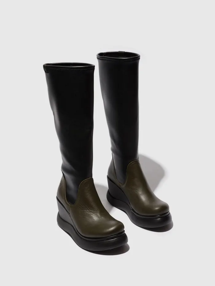 KneeHigh Boots GLIN129FLY MILITARYBLACK Women Fly London Boots