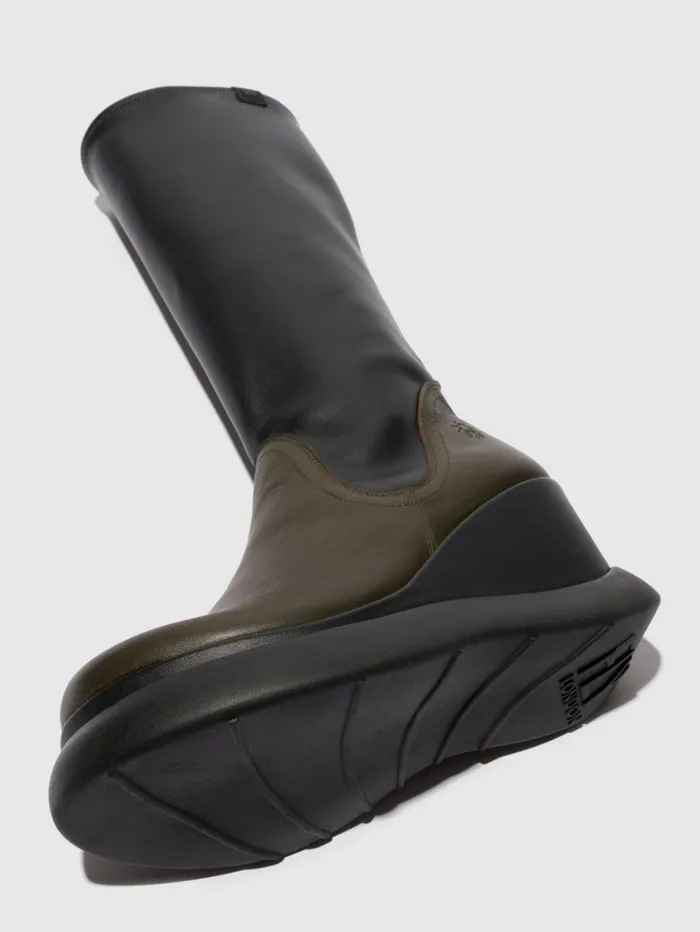 KneeHigh Boots GLIN129FLY MILITARYBLACK Women Fly London Boots