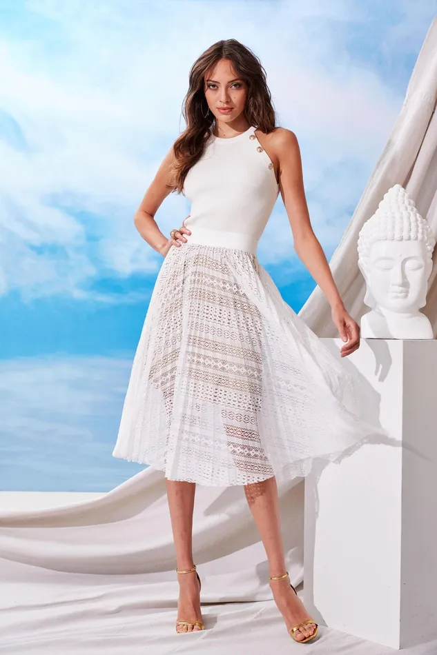 Knits and Sweaters Women Elie Tahari Halter Button Rib Tank Sky White