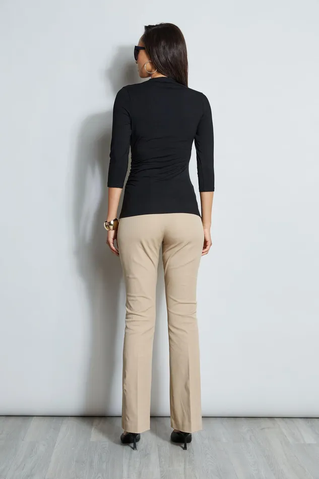 Knits and Sweaters Women Elie Tahari Mock Wrap Ruched Knit BLACK