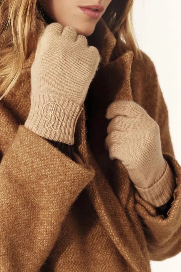 Knitted Gloves Cimon Brown Women Baandsh Scarves and Beanies