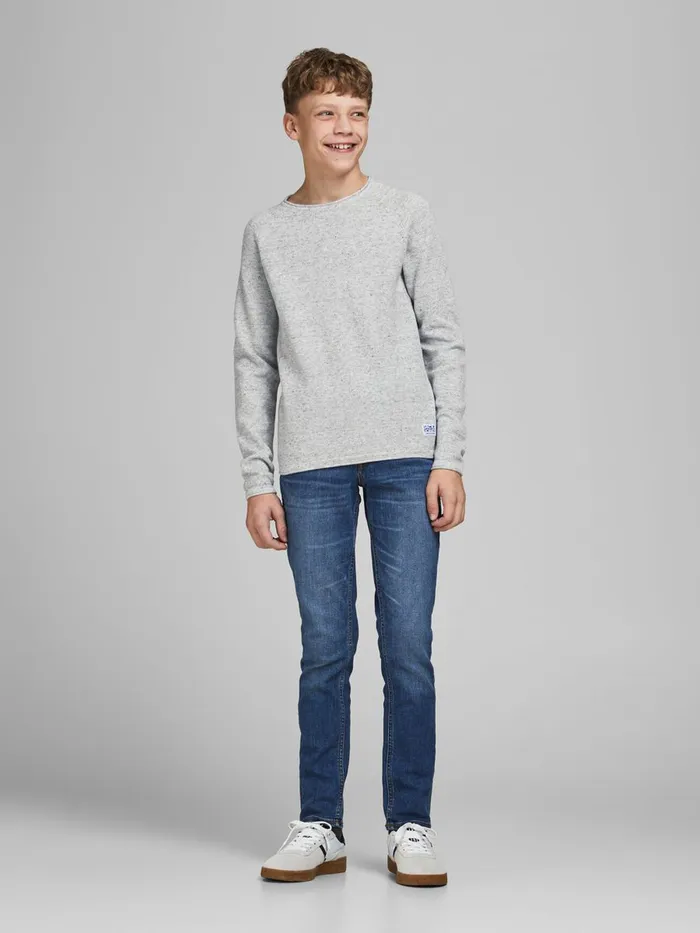 Knitwear JACK and JONES Junior BOYS KNITTED JUMPER Grey Light Grey Melange Gift 4 You