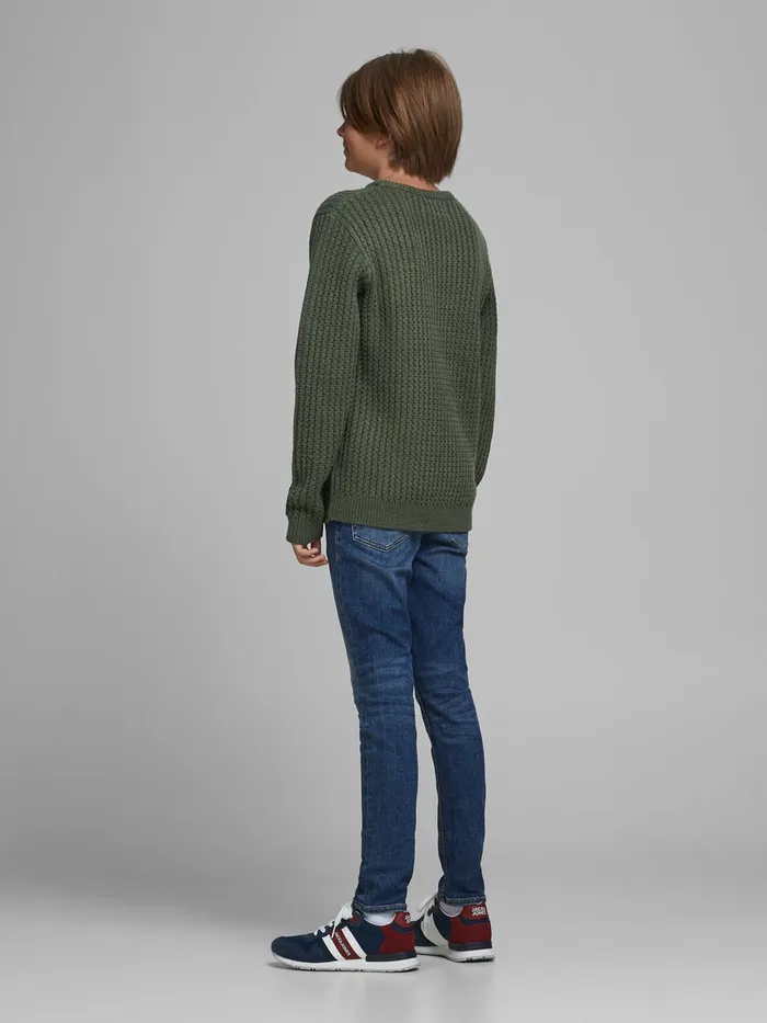 Knitwear JACK and JONES Junior BOYS TEXTURED KNITTED PULLOVER Green Forest Night Near Me