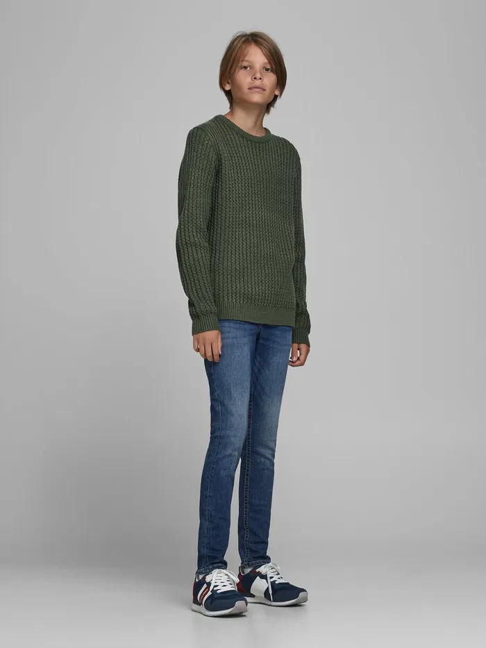 Knitwear JACK and JONES Junior BOYS TEXTURED KNITTED PULLOVER Green Forest Night Near Me