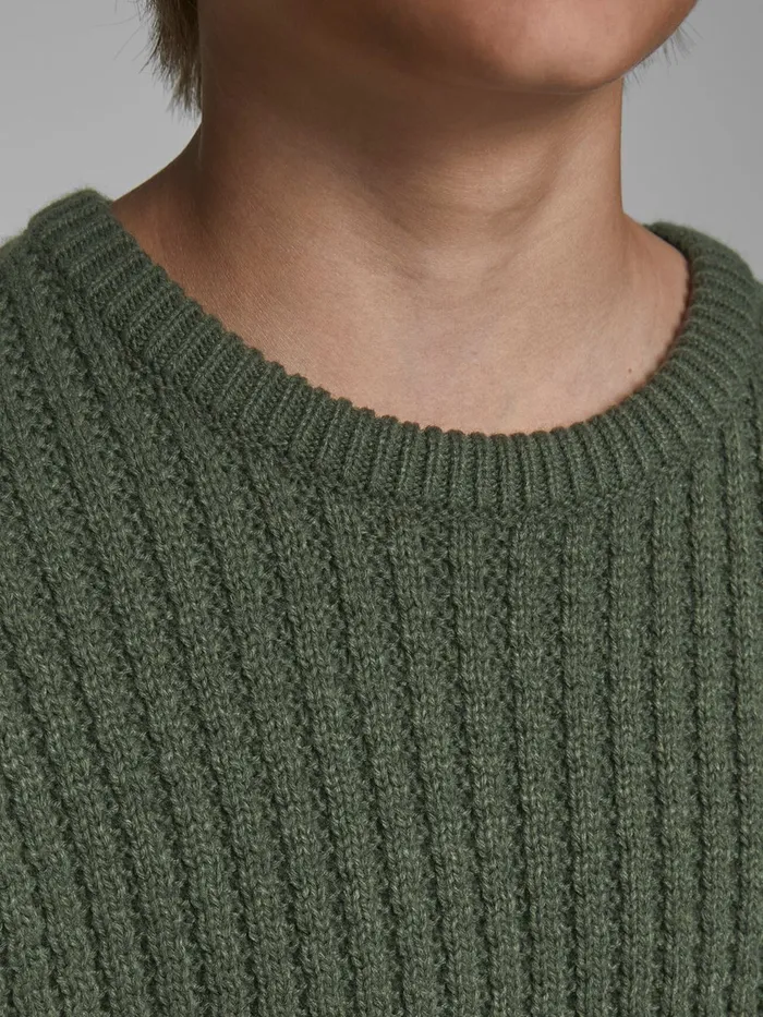 Knitwear JACK and JONES Junior BOYS TEXTURED KNITTED PULLOVER Green Forest Night Near Me