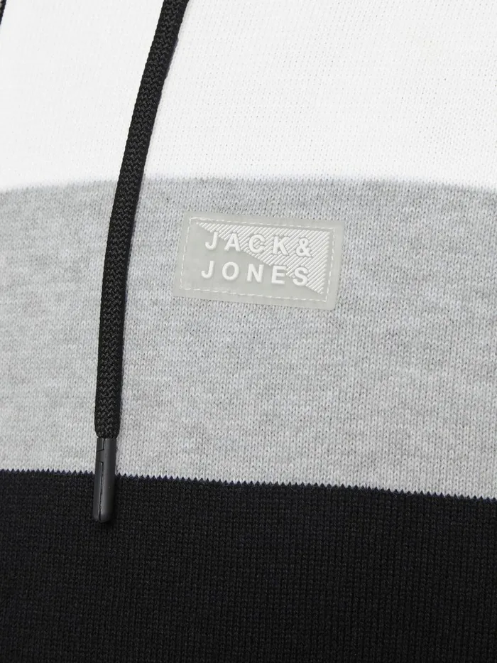 Knitwear JACK and JONES Mens COLOUR BLOCK ZIP HOODIE Black Black Gift for Friend