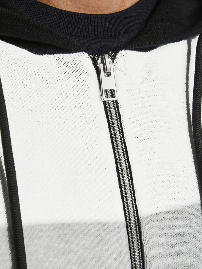 Knitwear JACK and JONES Mens COLOUR BLOCK ZIP HOODIE Black Black Gift for Friend