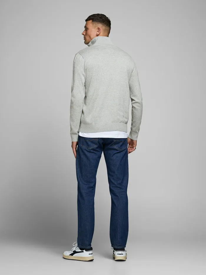Knitwear JACK and JONES Mens HIGH NECK KNITTED PULLOVER Grey Light Grey Melange Near Me